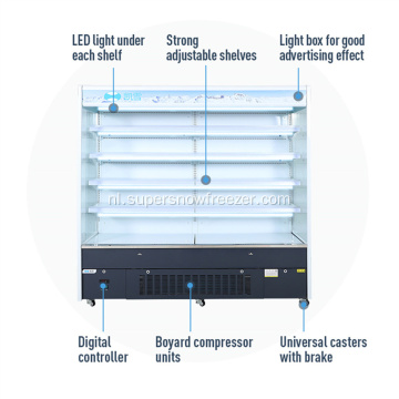 Sluit in open multi-dek display koelkast voor zuivelproducten